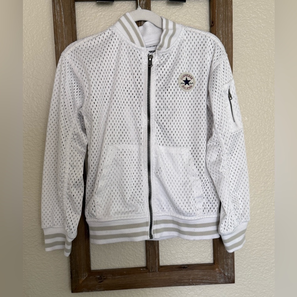 Converse White Mesh Jacket with Zip